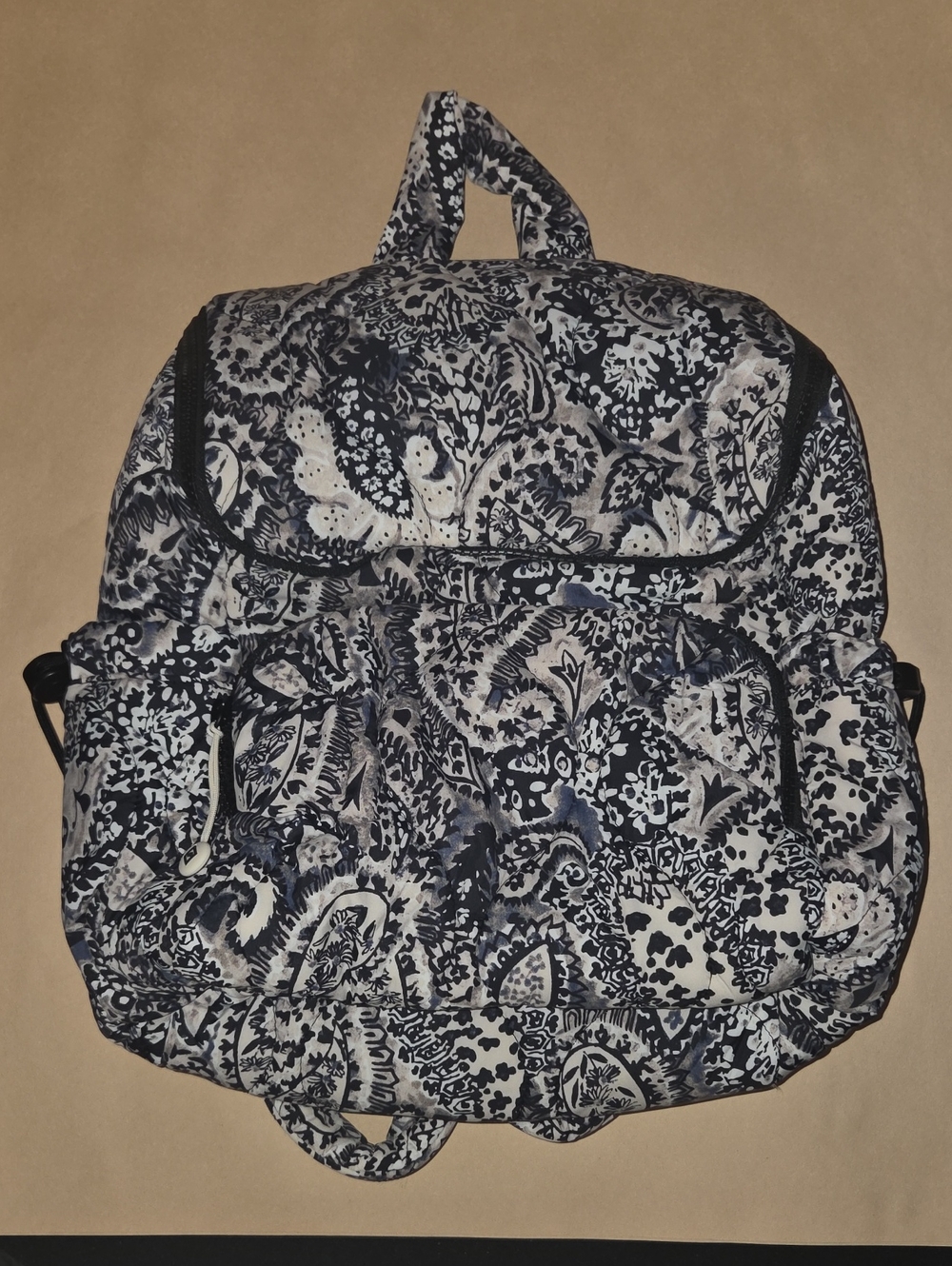 Vera Bradley Navy and White Paisley Quilted Backpack
